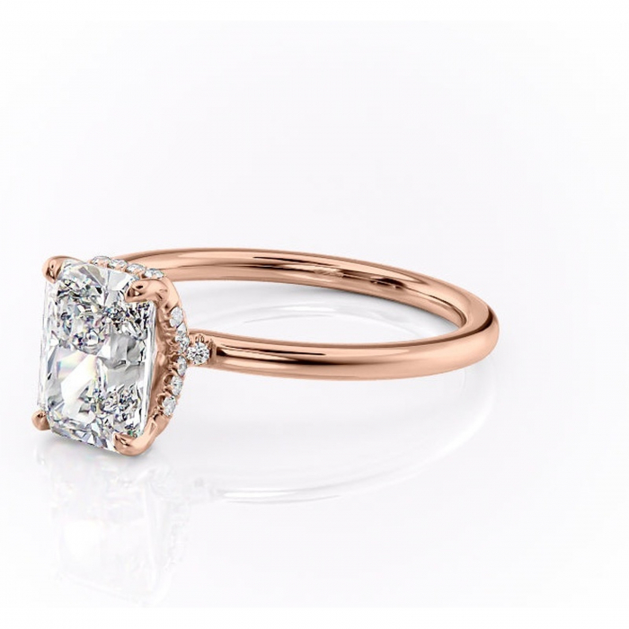 Inel de logodnă Amethyst din aur Rose 18kt cu moissanite tăietură radiantă – Solitar rafinată pentru profil înalt | Personalizează și configurează gratuit online [7]