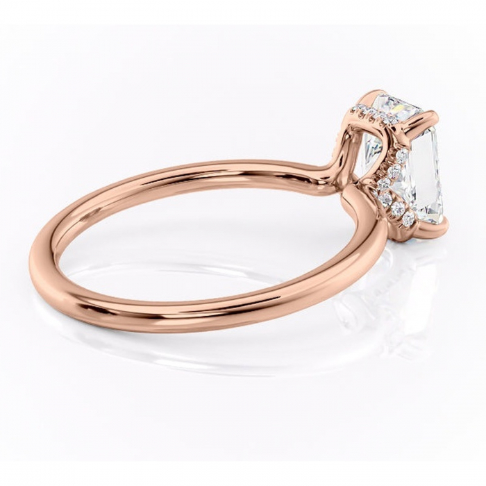 Inel de logodnă Amethyst din aur Rose 18kt cu moissanite tăietură radiantă – Solitar rafinată pentru profil înalt | Personalizează și configurează gratuit online [3]