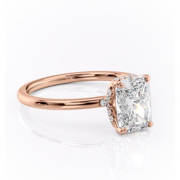 Inel de logodnă Amethyst din aur Rose 18kt cu moissanite tăietură radiantă – Solitar rafinată pentru profil înalt | Personalizează și configurează gratuit online [1]