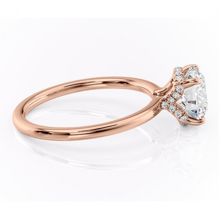 Inel de logodnă Amethyst din aur Rose 14kt cu moissanite tăietură rotundă – Solitar rafinată pentru profil înalt | Personalizează și configurează gratuit online [2]