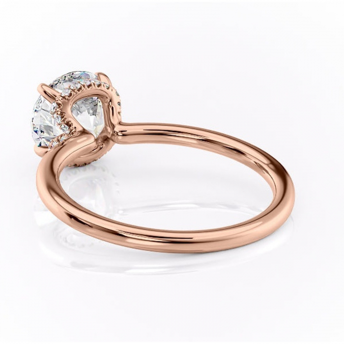 Inel de logodnă Amethyst din aur Rose 14kt cu moissanite tăietură rotundă – Solitar rafinată pentru profil înalt | Personalizează și configurează gratuit online [4]