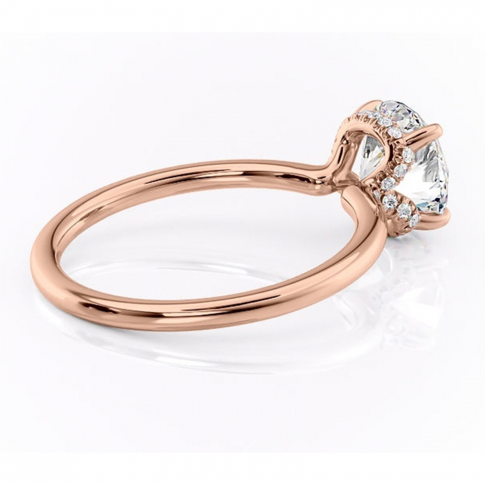 Inel de logodnă Amethyst din aur Rose 14kt cu moissanite tăietură rotundă – Solitar rafinată pentru profil înalt | Personalizează și configurează gratuit online [3]