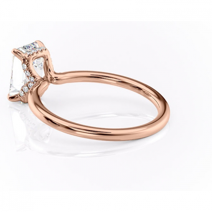 Inel de logodnă Amethyst din aur Rose 14kt cu moissanite tăietură smarald – Solitar rafinată pentru profil înalt | Personalizează și configurează gratuit online [5]