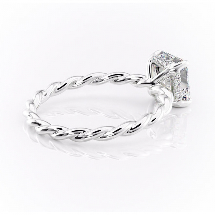 Inel de logodnă Anastasia din aur Alb 14kt cu moissanite tăietură asscher – Solitar rafinată pentru profil înalt | Personalizează și configurează gratuit online [3]