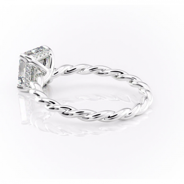 Inel de logodnă Anastasia din aur Alb 14kt cu moissanite tăietură asscher – Solitar rafinată pentru profil înalt | Personalizează și configurează gratuit online [5]