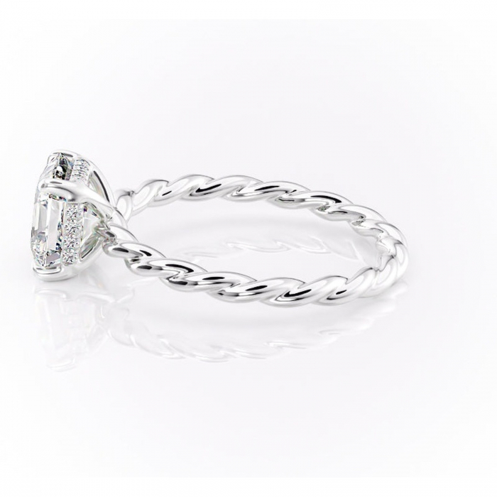 Inel de logodnă Anastasia din aur Alb 14kt cu moissanite tăietură asscher – Solitar rafinată pentru profil înalt | Personalizează și configurează gratuit online [6]