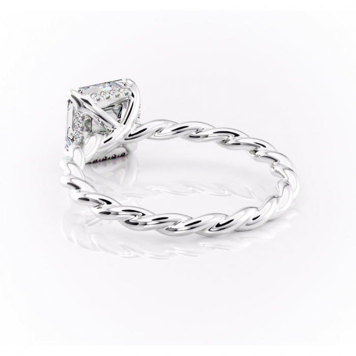 Inel de logodnă Anastasia din aur Alb 14kt cu moissanite tăietură asscher – Solitar rafinată pentru profil înalt | Personalizează și configurează gratuit online [4]