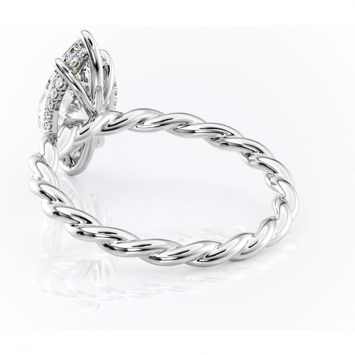 Inel de logodnă Anastasia din aur Alb 14kt cu moissanite tăietură marquise – Solitar rafinată pentru profil înalt | Personalizează și configurează gratuit online [4]