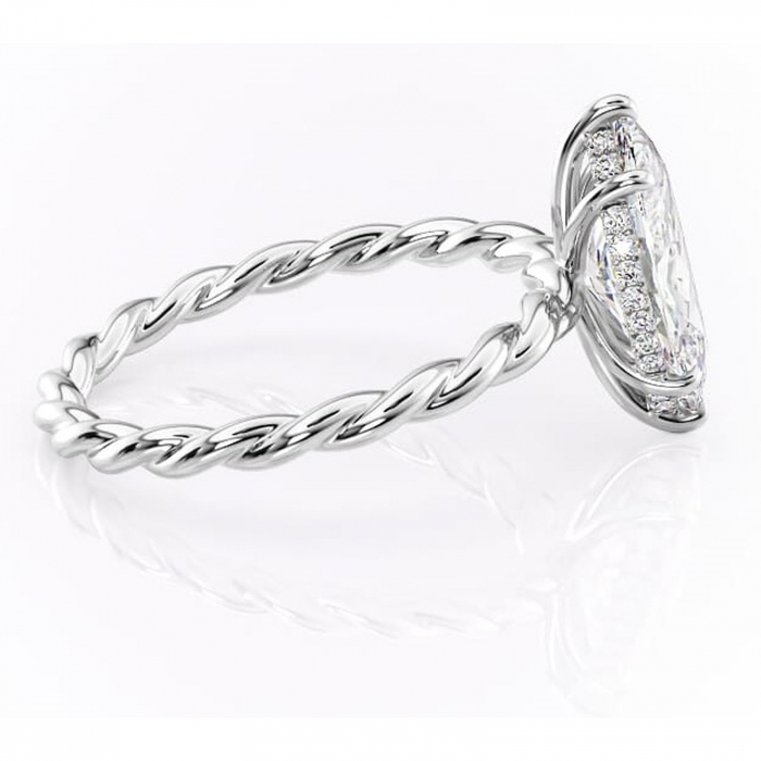 Inel de logodnă Anastasia din aur Alb 14kt cu moissanite tăietură marquise – Solitar rafinată pentru profil înalt | Personalizează și configurează gratuit online [2]