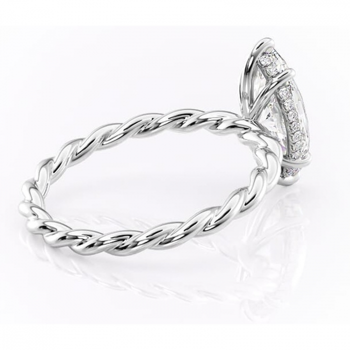 Inel de logodnă Anastasia din aur Alb 14kt cu moissanite tăietură marquise – Solitar rafinată pentru profil înalt | Personalizează și configurează gratuit online [3]