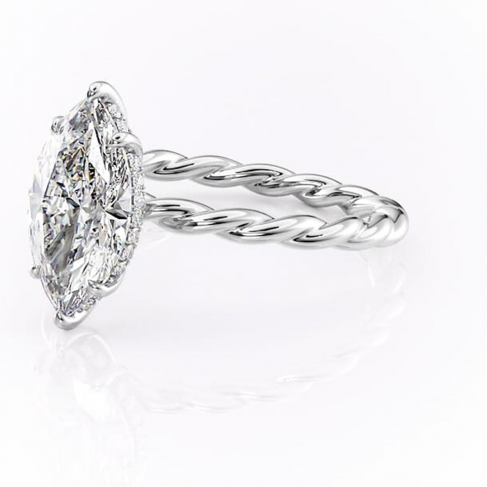 Inel de logodnă Anastasia din aur Alb 14kt cu moissanite tăietură marquise – Solitar rafinată pentru profil înalt | Personalizează și configurează gratuit online [7]