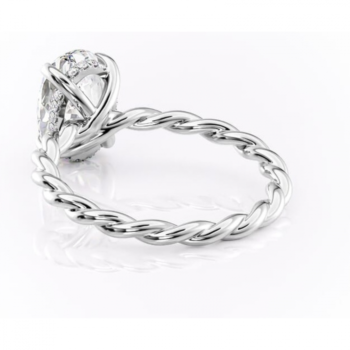 Inel de logodnă Anastasia din aur Alb 14kt cu moissanite tăietură ovală – Solitar rafinată pentru profil înalt | Personalizează și configurează gratuit online [4]