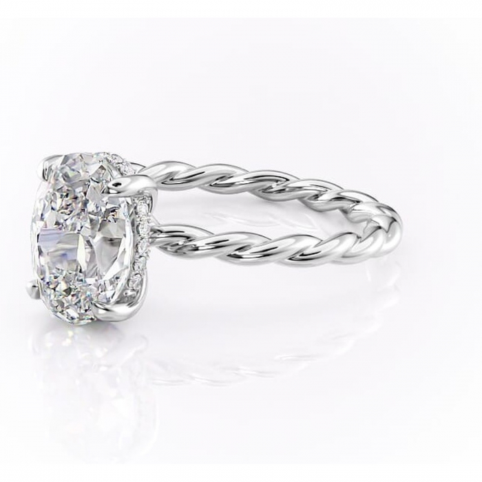 Inel de logodnă Anastasia din aur Alb 14kt cu moissanite tăietură ovală – Solitar rafinată pentru profil înalt | Personalizează și configurează gratuit online [7]