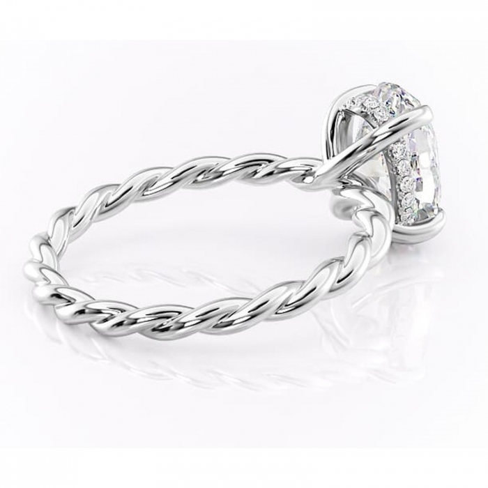 Inel de logodnă Anastasia din aur Alb 14kt cu moissanite tăietură ovală – Solitar rafinată pentru profil înalt | Personalizează și configurează gratuit online [3]