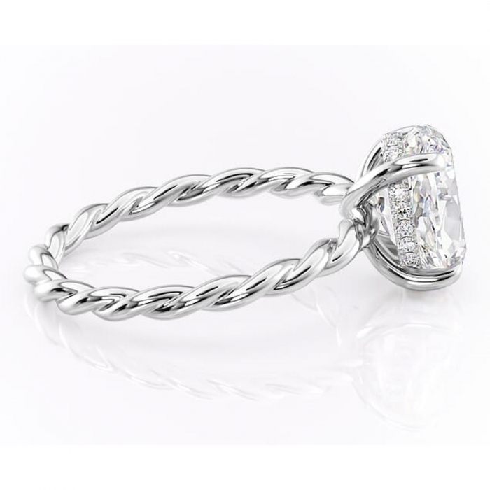 Inel de logodnă Anastasia din aur Alb 14kt cu moissanite tăietură ovală – Solitar rafinată pentru profil înalt | Personalizează și configurează gratuit online [2]