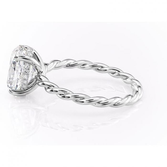 Inel de logodnă Anastasia din aur Alb 14kt cu moissanite tăietură ovală – Solitar rafinată pentru profil înalt | Personalizează și configurează gratuit online [6]