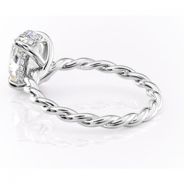 Inel de logodnă Anastasia din aur Alb 14kt cu moissanite tăietură ovală – Solitar rafinată pentru profil înalt | Personalizează și configurează gratuit online [5]