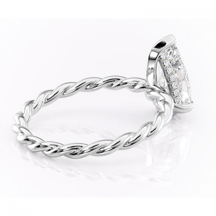 Inel de logodnă Anastasia din aur Alb 14kt cu moissanite tăietură pară – Solitar rafinată pentru profil înalt | Personalizează și configurează gratuit online [3]