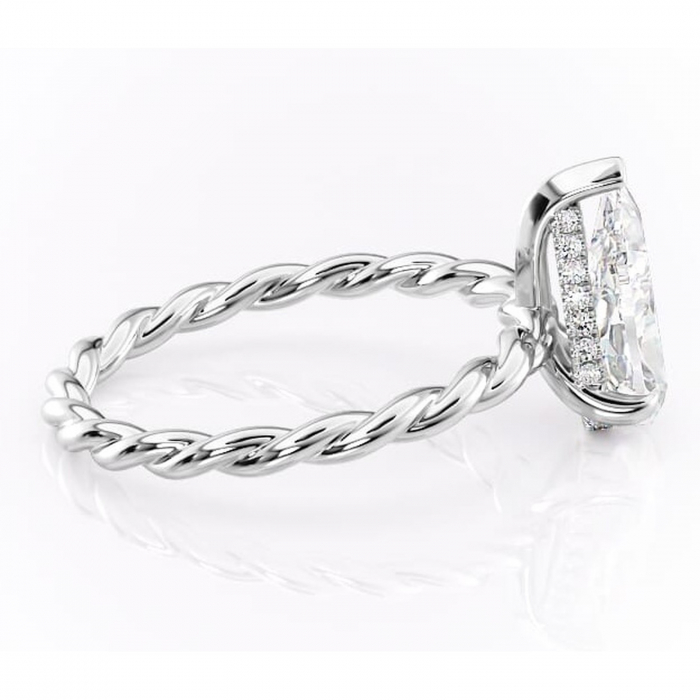 Inel de logodnă Anastasia din aur Alb 14kt cu moissanite tăietură pară – Solitar rafinată pentru profil înalt | Personalizează și configurează gratuit online [2]