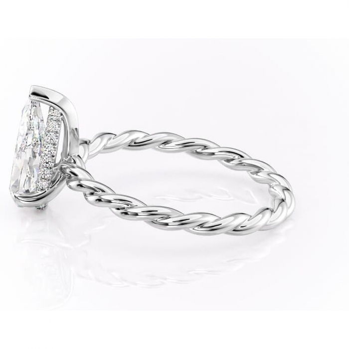 Inel de logodnă Anastasia din aur Alb 14kt cu moissanite tăietură pară – Solitar rafinată pentru profil înalt | Personalizează și configurează gratuit online [6]