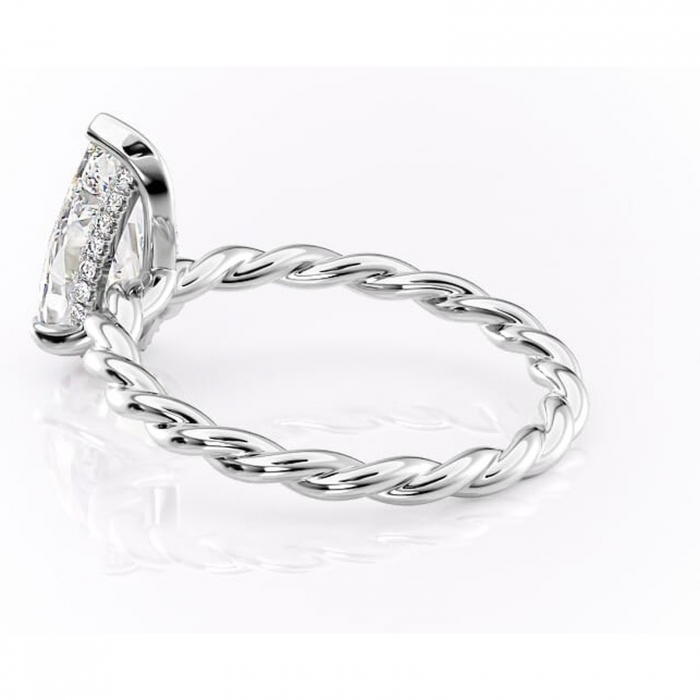 Inel de logodnă Anastasia din aur Alb 14kt cu moissanite tăietură pară – Solitar rafinată pentru profil înalt | Personalizează și configurează gratuit online [5]