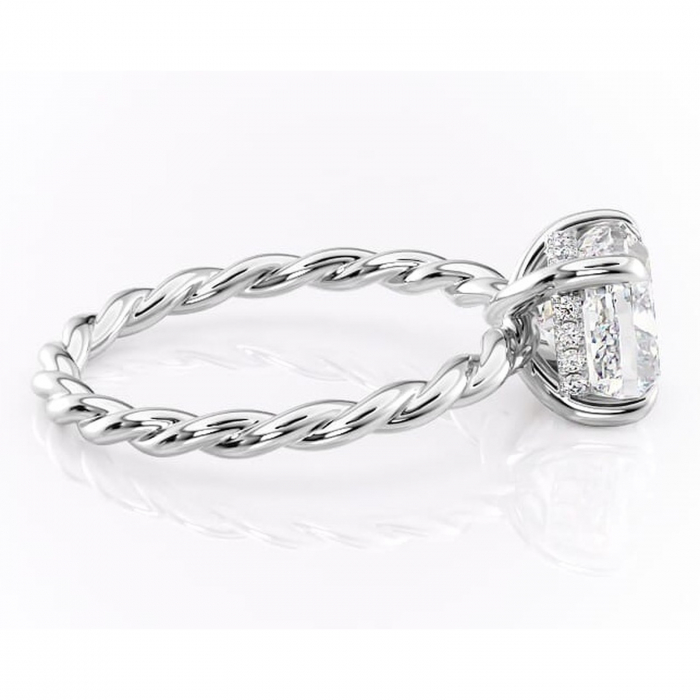 Inel de logodnă Anastasia din aur Alb 14kt cu moissanite tăietură pernă – Solitar rafinată pentru profil înalt | Personalizează și configurează gratuit online [2]