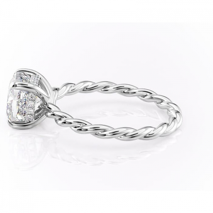 Inel de logodnă Anastasia din aur Alb 14kt cu moissanite tăietură pernă – Solitar rafinată pentru profil înalt | Personalizează și configurează gratuit online [6]