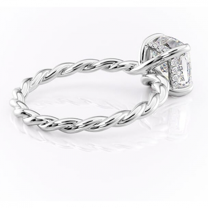 Inel de logodnă Anastasia din aur Alb 14kt cu moissanite tăietură pernă – Solitar rafinată pentru profil înalt | Personalizează și configurează gratuit online [3]