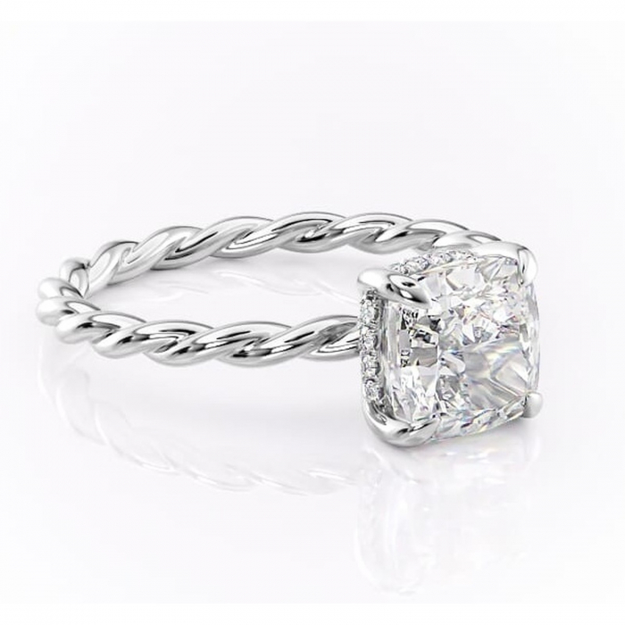 Inel de logodnă Anastasia din aur Alb 14kt cu moissanite tăietură pernă – Solitar rafinată pentru profil înalt | Personalizează și configurează gratuit online [1]