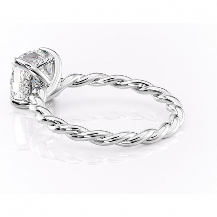 Inel de logodnă Anastasia din aur Alb 14kt cu moissanite tăietură pernă – Solitar rafinată pentru profil înalt | Personalizează și configurează gratuit online [5]