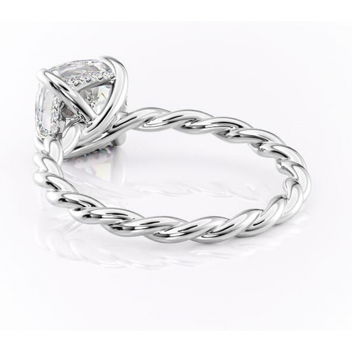 Inel de logodnă Anastasia din aur Alb 14kt cu moissanite tăietură pernă – Solitar rafinată pentru profil înalt | Personalizează și configurează gratuit online [4]