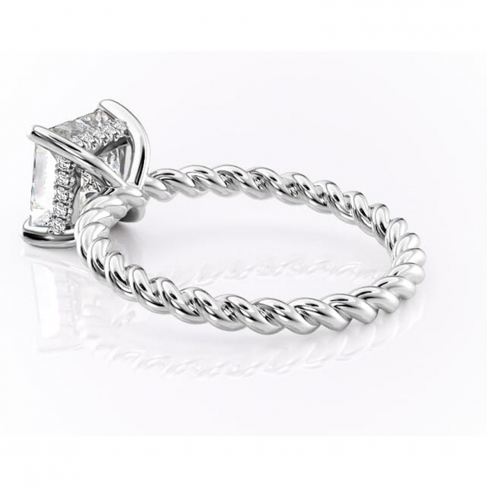 Inel de logodnă Anastasia din aur Alb 14kt cu moissanite tăietură princess – Solitar rafinată pentru profil înalt | Personalizează și configurează gratuit online [5]