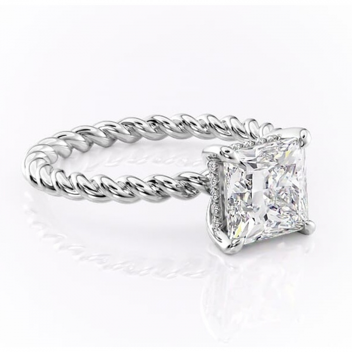 Inel de logodnă Anastasia din aur Alb 14kt cu moissanite tăietură princess – Solitar rafinată pentru profil înalt | Personalizează și configurează gratuit online [1]