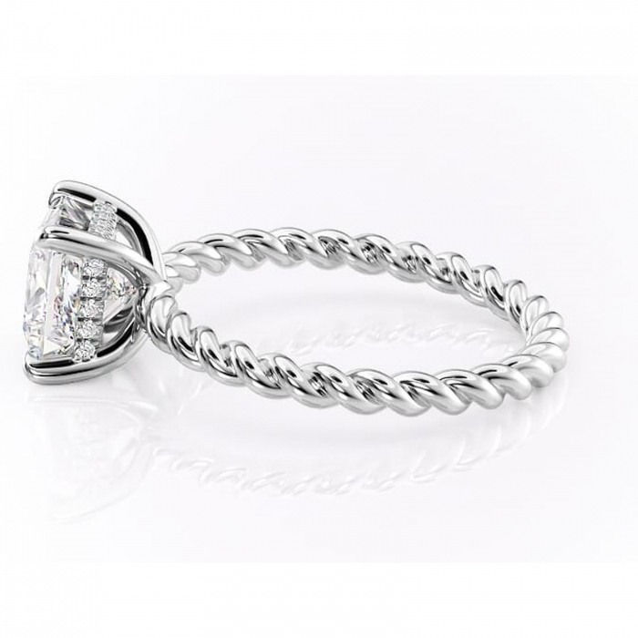 Inel de logodnă Anastasia din aur Alb 14kt cu moissanite tăietură princess – Solitar rafinată pentru profil înalt | Personalizează și configurează gratuit online [6]