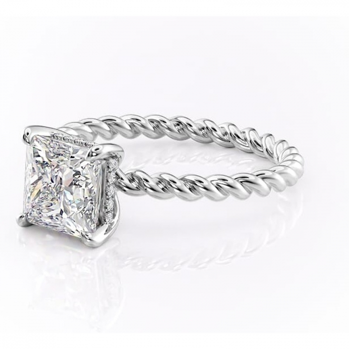 Inel de logodnă Anastasia din aur Alb 14kt cu moissanite tăietură princess – Solitar rafinată pentru profil înalt | Personalizează și configurează gratuit online [7]