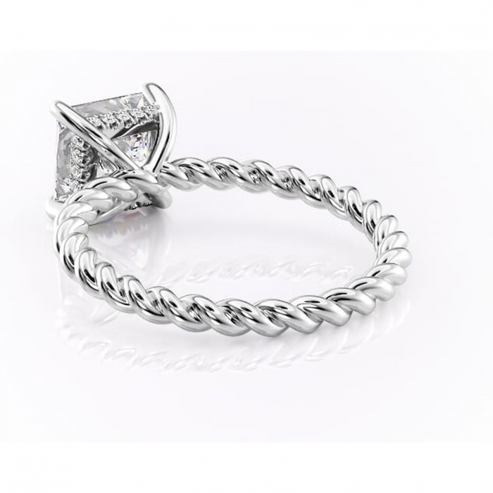 Inel de logodnă Anastasia din aur Alb 14kt cu moissanite tăietură princess – Solitar rafinată pentru profil înalt | Personalizează și configurează gratuit online [4]