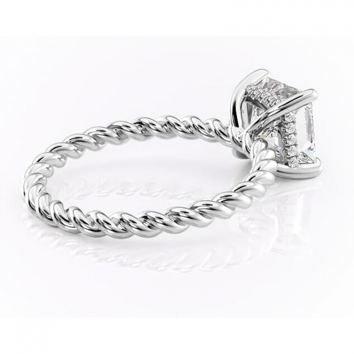 Inel de logodnă Anastasia din aur Alb 14kt cu moissanite tăietură princess – Solitar rafinată pentru profil înalt | Personalizează și configurează gratuit online [3]