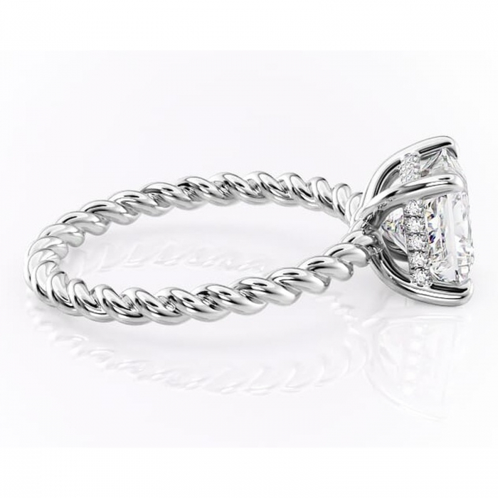 Inel de logodnă Anastasia din aur Alb 14kt cu moissanite tăietură princess – Solitar rafinată pentru profil înalt | Personalizează și configurează gratuit online [2]