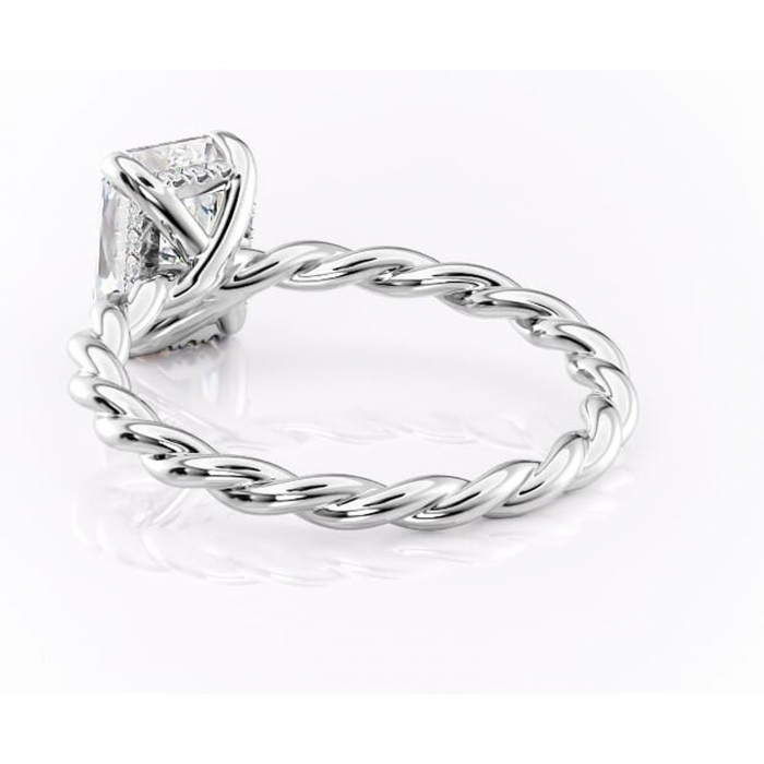 Inel de logodnă Anastasia din aur Alb 14kt cu moissanite tăietură radiantă – Solitar rafinată pentru profil înalt | Personalizează și configurează gratuit online [4]