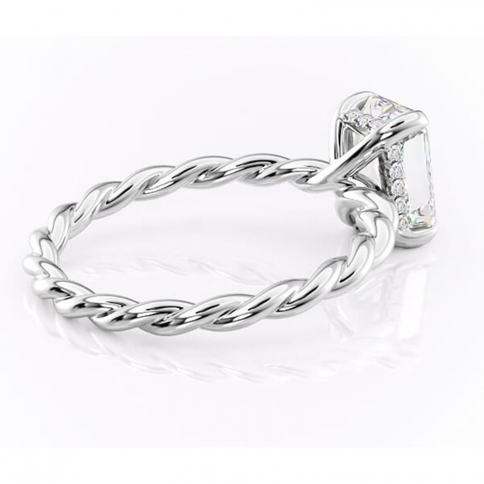 Inel de logodnă Anastasia din aur Alb 14kt cu moissanite tăietură radiantă – Solitar rafinată pentru profil înalt | Personalizează și configurează gratuit online [3]