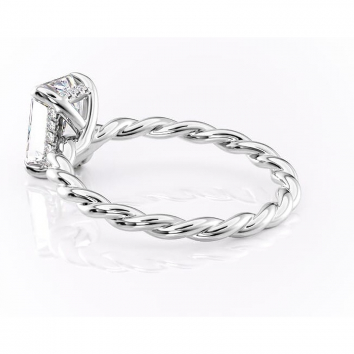 Inel de logodnă Anastasia din aur Alb 14kt cu moissanite tăietură radiantă – Solitar rafinată pentru profil înalt | Personalizează și configurează gratuit online [5]