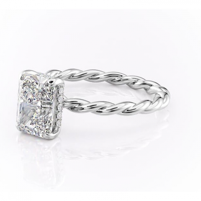 Inel de logodnă Anastasia din aur Alb 14kt cu moissanite tăietură radiantă – Solitar rafinată pentru profil înalt | Personalizează și configurează gratuit online [7]