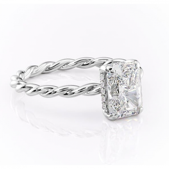 Inel de logodnă Anastasia din aur Alb 14kt cu moissanite tăietură radiantă – Solitar rafinată pentru profil înalt | Personalizează și configurează gratuit online [1]