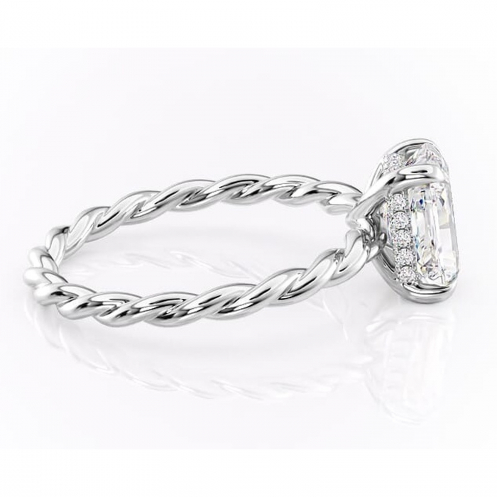 Inel de logodnă Anastasia din aur Alb 14kt cu moissanite tăietură radiantă – Solitar rafinată pentru profil înalt | Personalizează și configurează gratuit online [2]