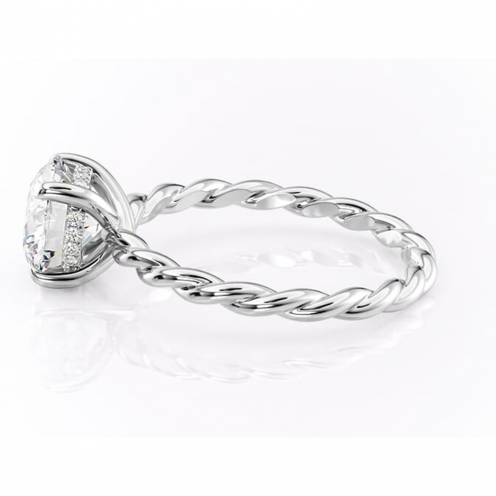 Inel de logodnă Anastasia din aur Alb 14kt cu moissanite tăietură rotundă – Solitar rafinată pentru profil înalt | Personalizează și configurează gratuit online [6]