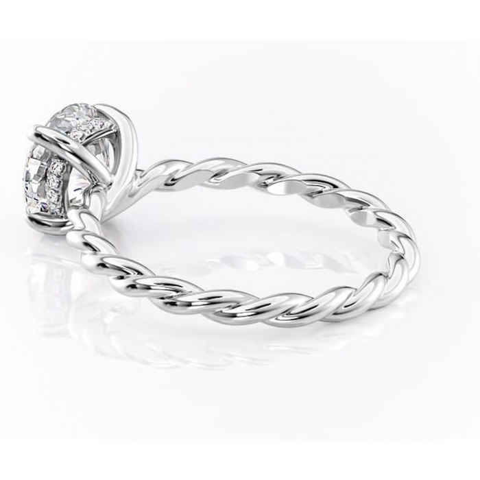 Inel de logodnă Anastasia din aur Alb 14kt cu moissanite tăietură rotundă – Solitar rafinată pentru profil înalt | Personalizează și configurează gratuit online [5]