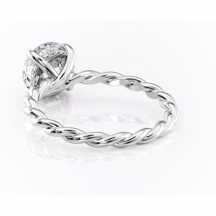 Inel de logodnă Anastasia din aur Alb 14kt cu moissanite tăietură rotundă – Solitar rafinată pentru profil înalt | Personalizează și configurează gratuit online [4]