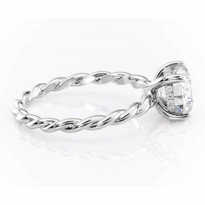 Inel de logodnă Anastasia din aur Alb 14kt cu moissanite tăietură rotundă – Solitar rafinată pentru profil înalt | Personalizează și configurează gratuit online [2]