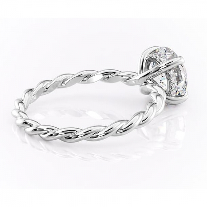 Inel de logodnă Anastasia din aur Alb 14kt cu moissanite tăietură rotundă – Solitar rafinată pentru profil înalt | Personalizează și configurează gratuit online [3]