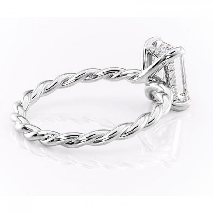 Inel de logodnă Anastasia din aur Alb 14kt cu moissanite tăietură smarald – Solitar rafinată pentru profil înalt | Personalizează și configurează gratuit online [3]